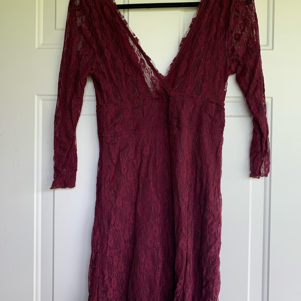 Free People fitted burgundy dress